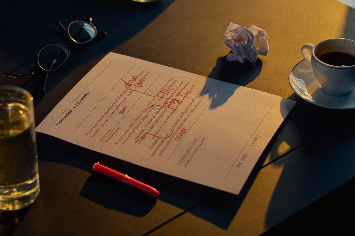 Un CV imprimé annoté au stylo rouge, posé sur un bureau.
