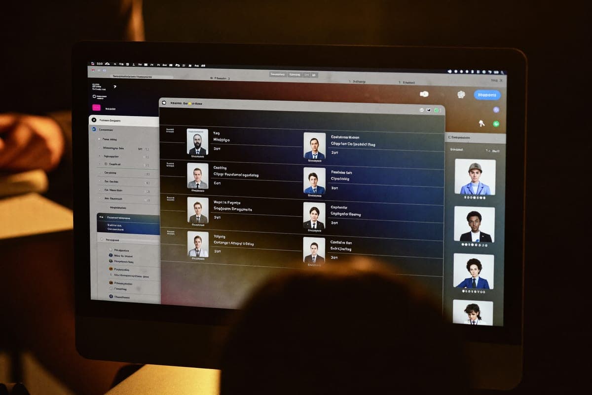 Un écran affiche le tri automatisé de candidatures par un logiciel de recrutement.